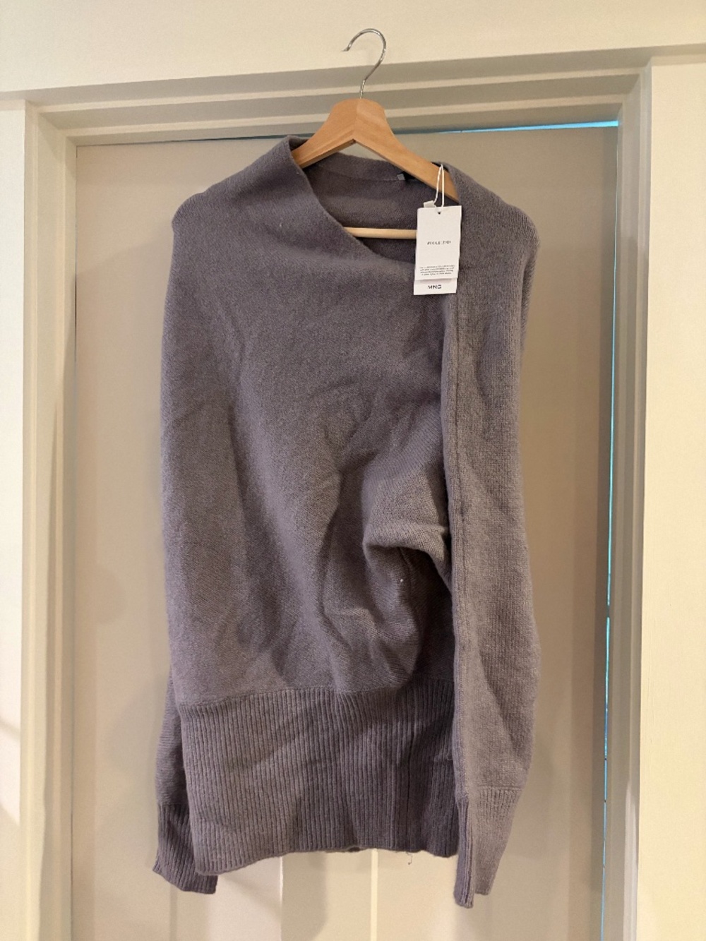 Mango Purple Wool Off-shoulder Sweater XL NWT New
